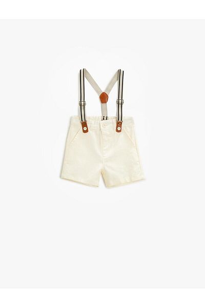 Zeyder Kids Baby Boy Suspender Linen Shorts