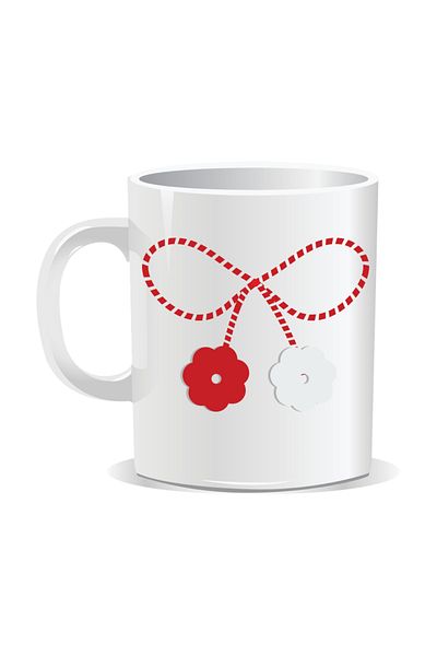 OEM Personalized mug with March 1st message, Flower string - White interior