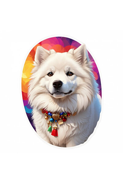 INOVATIX Σετ 8 τεμαχίων, Αυτοκόλλητο Σκύλου Σαμογιέ με κολάρο, INOVATIX®. 6 εκ.