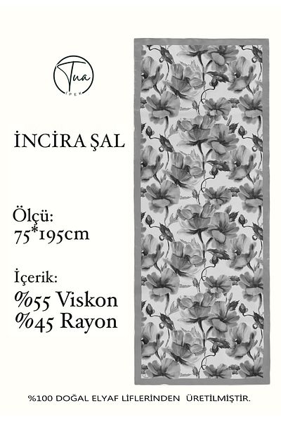 TUA İPEK Organic Viscose Silk İnci̇ra Shal - Floral Pattern