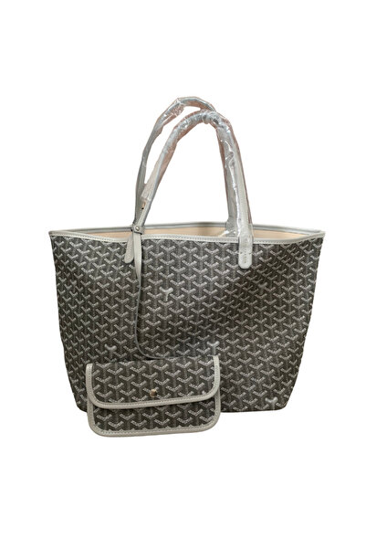 Kairon Accessories Monogram Detaylı Yavrulu Kadın Omuz Çantası Tote Bag Goyard Style
