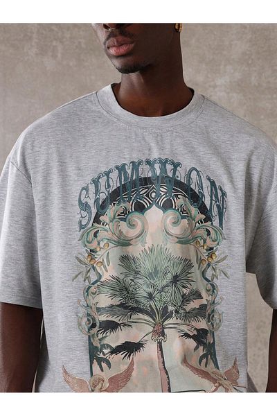 Kaptins Men's Short Sleeve T-Shirt-Shorts Set Printed Cotton Fabric Oversize Fit
