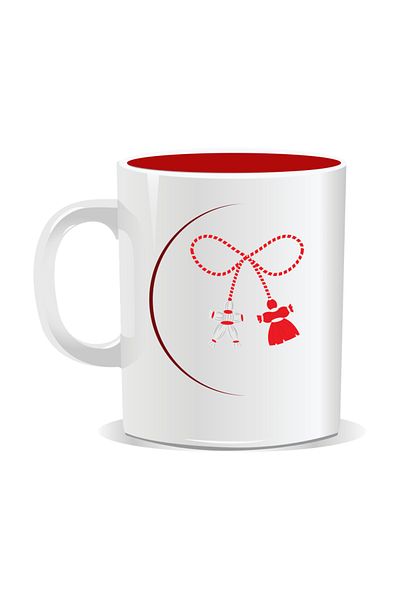 OEM Personalized mug with March 1st message, Semicircle string - Red interior