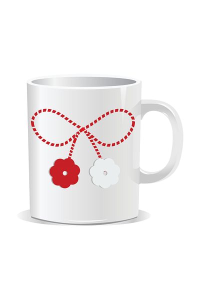 OEM Personalized mug with March 1st message, Flower string - White interior