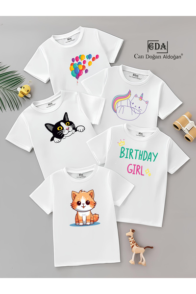 CDA Pachet drăguț Karma 3 tricouri albe pentru copii (pachet de 5)