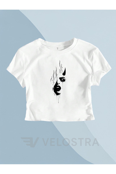 Velostra Siluetă feminină Față cu imprimeu Crop