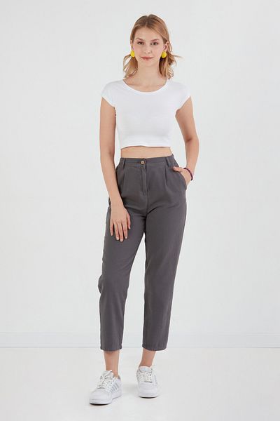 Fulla Moda Linen Trousers with Zipper Pockets