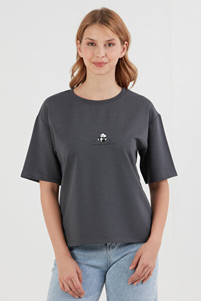 Fulla Moda Tricou oversize cu imprimeu Panda