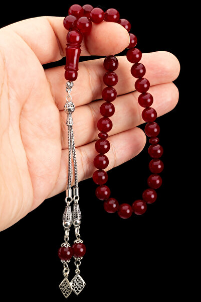 OTTOTESBİH Rozariu din chihlimbari certificat argintiu cu ciucuri de 9 mm