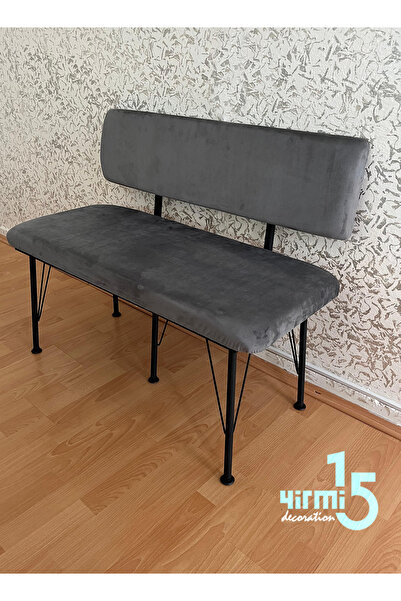 Yirmi15 Metal Ayaklı Metal Alt Kasalı Modern Sırtlı Bench Düz Bench Balkon Pufu Sırtlı bench