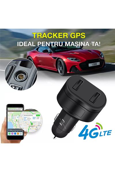 Spionescu Car charger with fast charging and GPS tracker, D6, 4G, dual USB interface, real-time location