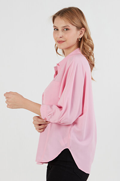 Fulla Moda Πουκάμισο με διπλή τσέπη με μανίκια μπατονέτας