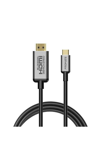 Promate USB-C to HDMI Audio and Video Cable with Ultra HD Support, Supports 4K x 2K at 60Hz, 1.8m Length