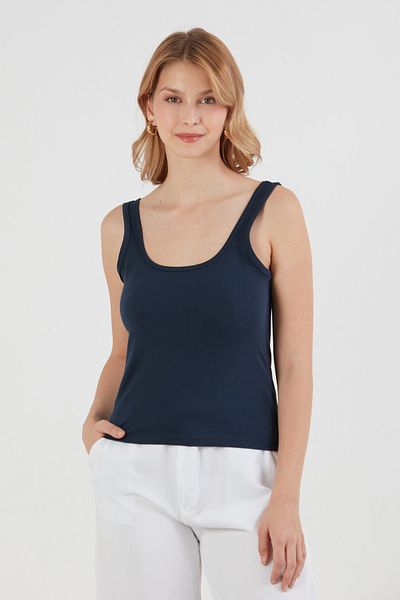 Fulla Moda Βασικό κορμάκι με χοντρό λουράκι U-λαιμόκοψη