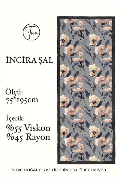 TUA İPEK Organic Viscose Silk İnci̇ra Shal - Floral Patterned