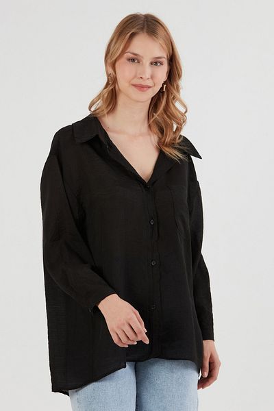 Fulla Moda Cămașă casual din șifon de bază cu buzunare
