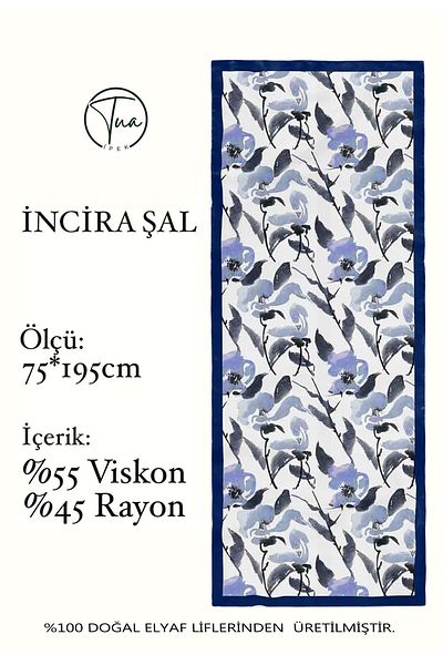TUA İPEK Organic Viscose Silk İnci̇ra Shal - Floral Patterned