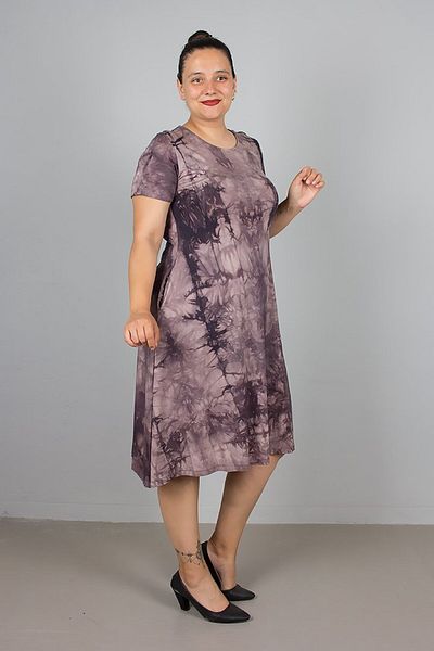 Truva XXL Washable Brown Plus Size Dress with Pockets – Natural and Comfortable Chic!
