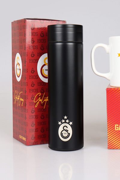 Galatasaray Dekomus Licensed Premium 500 ml Steel Thermoses and 5 Star Tumbler Set