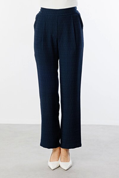 Ekol Wrinkle Patterned Linen Fabric Trousers