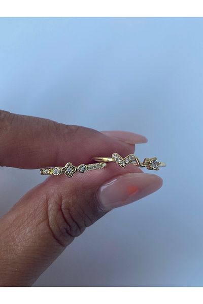 kurukafagift Double Ring Set Gold Color Adjustable