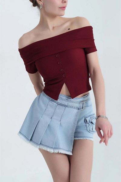 İKLİM LİFE Ottoman fabric madonna collar Stretch Fabric blouse