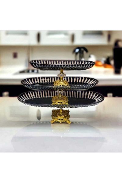 Eslim 3-Piece Presentation Plate Cutting Paint Metal Foot