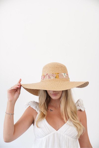 Niloshka Lina Natural Flower Detailed Women's Straw Hat
