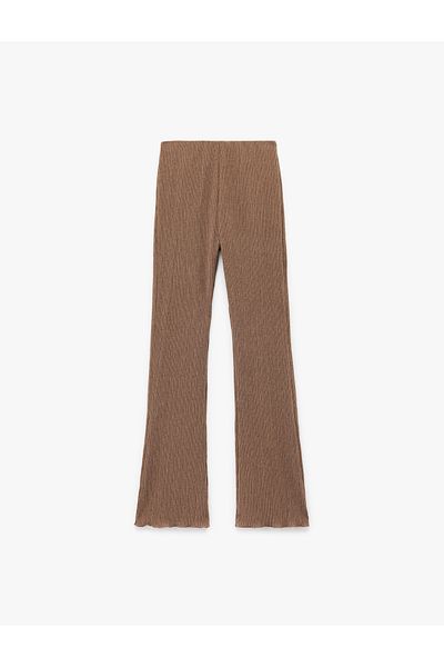 Koton Noul sezon, talie înaltă, împletită, amestec de viscoză, pantaloni spaniole