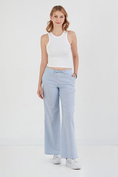 Fulla Moda Striped Tie Waist Palazzo Pants