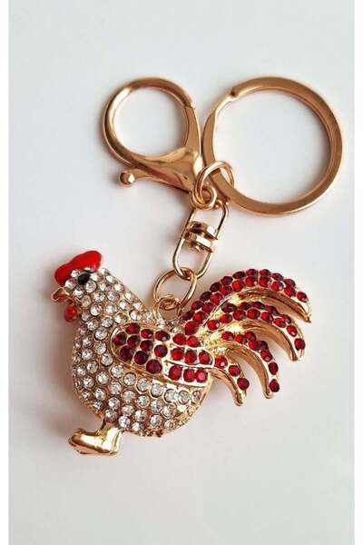 Svc Aksesuar Luxury Gift Cute Chicken Keychain with Zircon Stone - Bag Charm - Bag Charm 9.5 cm