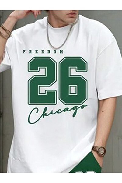 Kaptins Men's Short Sleeve T-Shirt-Shorts Set Printed Cotton Fabric Oversize Fit