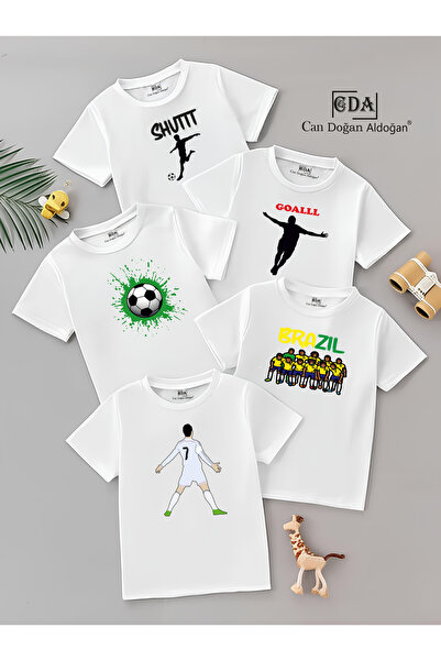 CDA تي شيرت أبيض للأطفال من Football Pack (عبوة من 5 قطع)