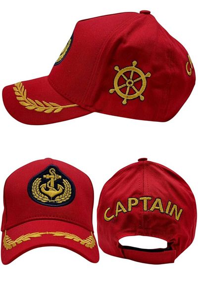 Mood Agenda Unisex Cotton Sailor Embroidered Captain Hat Embroidered Captain Hat