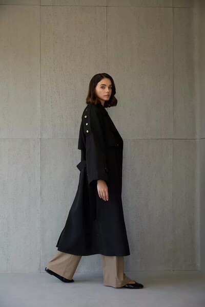 Kirazgym Trench Coat with Shoulder Epaulet Detail 1300