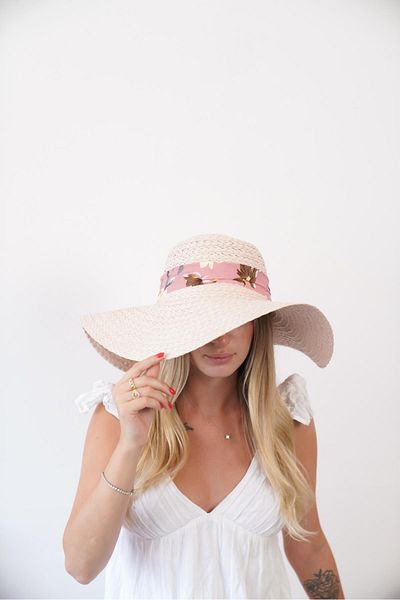 Niloshka Lina Powdered Flower Detailed Women's Straw Hat
