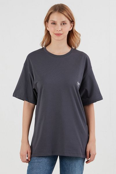 Fulla Moda Ribbon Embroidered Oversize T-Shirt