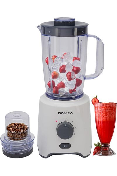 DOMEA 2-in-1 Blender & Grinder, 650W High-Speed Motor, 1.6L Juice Blender Jar + 300ml Grinder Jar, 2