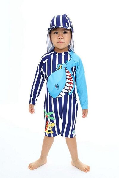 YİGİT BUTİK Costum de baie imprimat pentru băiat cu pălărie