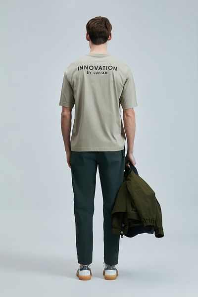 Lufian Lufi̇an Omen Modern Graphic T-Shirt Beige