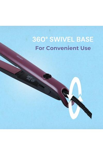 DOMEA Ceramic Hair Straightener, 220°C Max Temp, 360° Swivel Cable For Convenient Use, One Touch O