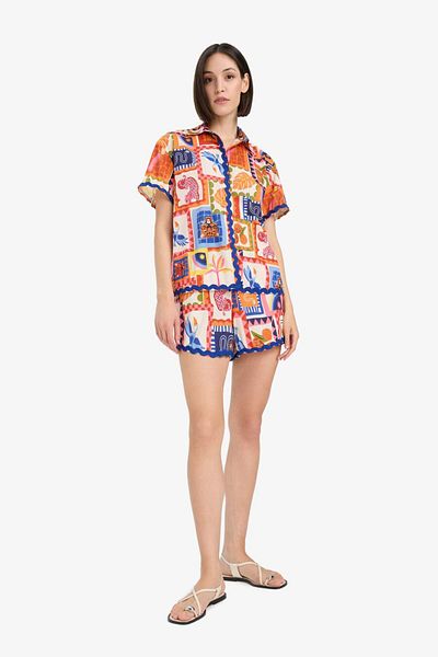DeFacto Regular Fit Tropical Print Beach Shirt-Fall in Love F5496Ax25Hs
