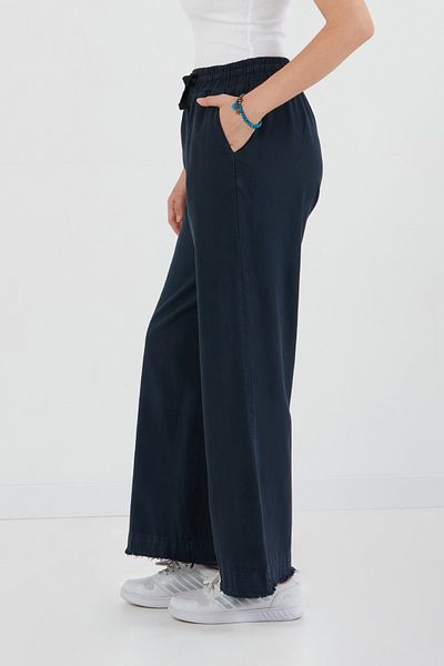 Fulla Moda Gabardine Trousers with Tassels and Elastic Waist