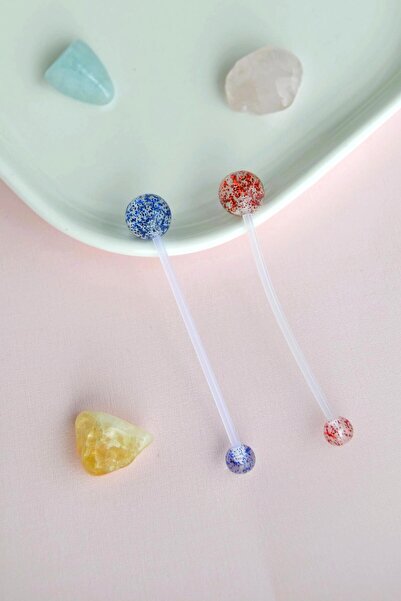 Sacce Scarves&Accessories Renkli Toplu Bioplast Hamile Göbek Piercing Seti – 2 Adet (Kırmızı & Mavi)