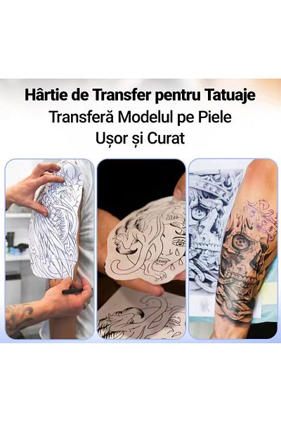 Influential Tech Set de 100 de hârtie termică pentru imprimantă termică pentru tatuaje, dimensiune coală termică A4