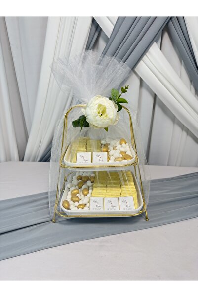 Cyz Home Kişiye Özel Çift Katlı Sunumluk Tül Süslemeli 80 Adet Kız Isteme Çik...