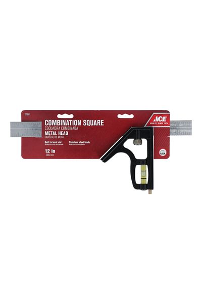 ACE Stainless Steel Combination Square Silver and Black 12inch