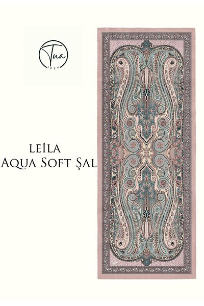 TUA İPEK Leila Aqua Soft Coton Shal - Ethnic Patterned