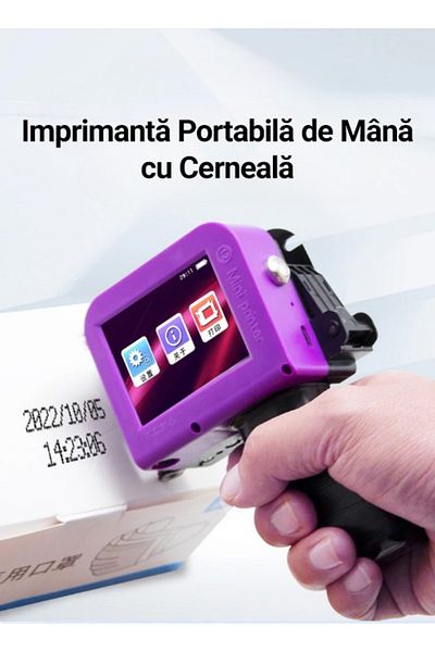 Influential Tech Portable Handheld Printer, Quick-Dry Ink, Touchscreen, Logo & QR Printing, Pink