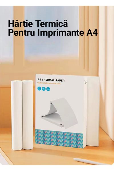 Influential Tech Hârtie termică A4, 200 de coli, compatibilă cu orice imprimantă termică A4 – Influential Tech